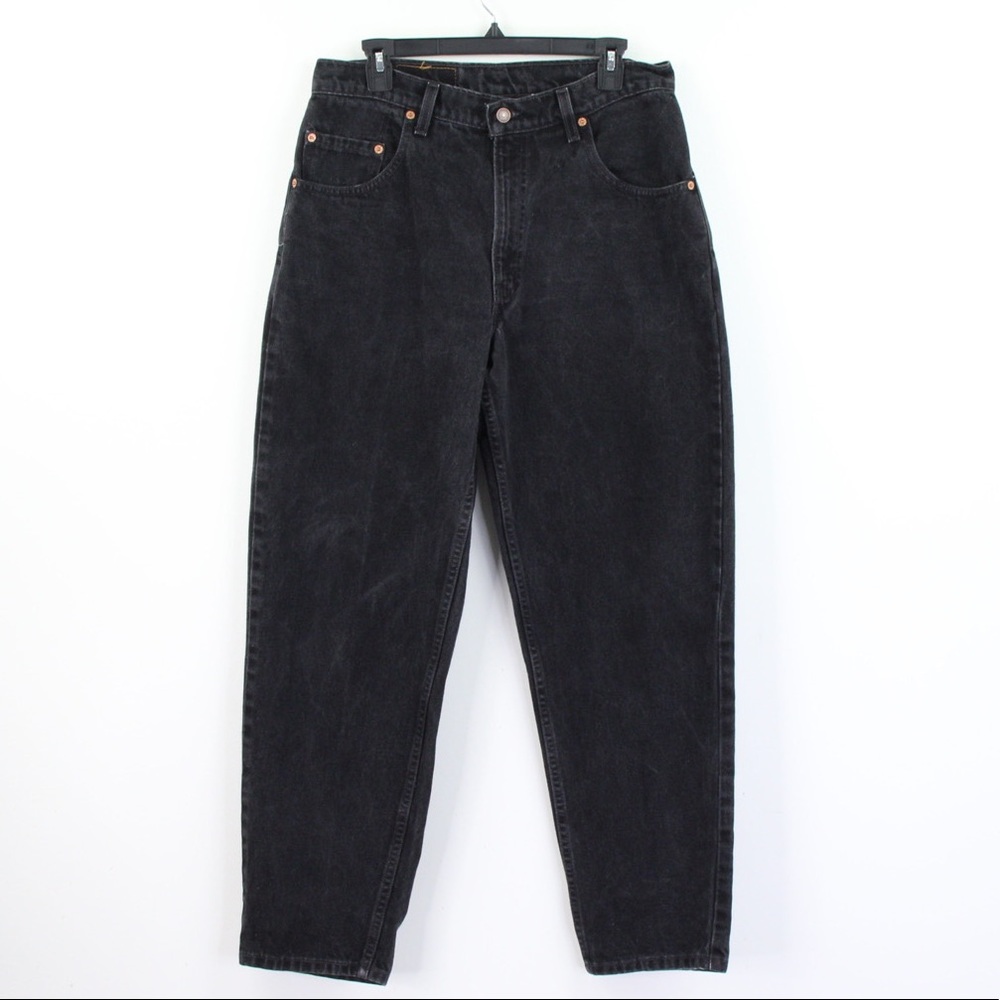 Vintage Levi’s 560 90s Black Loose Fit Tapered Leg High  Cotton Mom Jeans Sz 34
